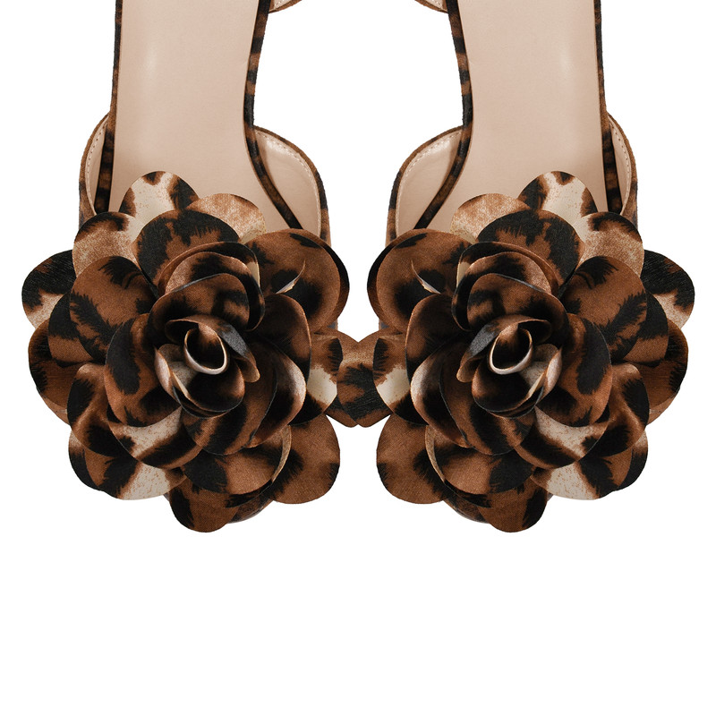 Plateau Sandalen mit Leopardenmuster und Blumenmuster