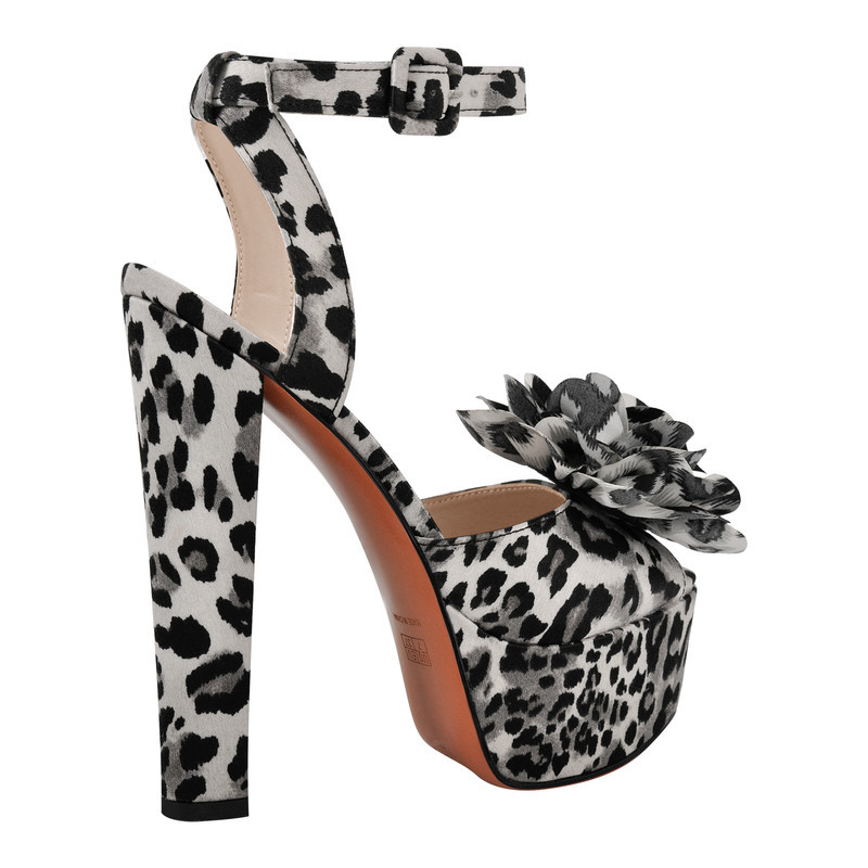 Plateau Sandalen mit Leopardenmuster und Blumenmuster