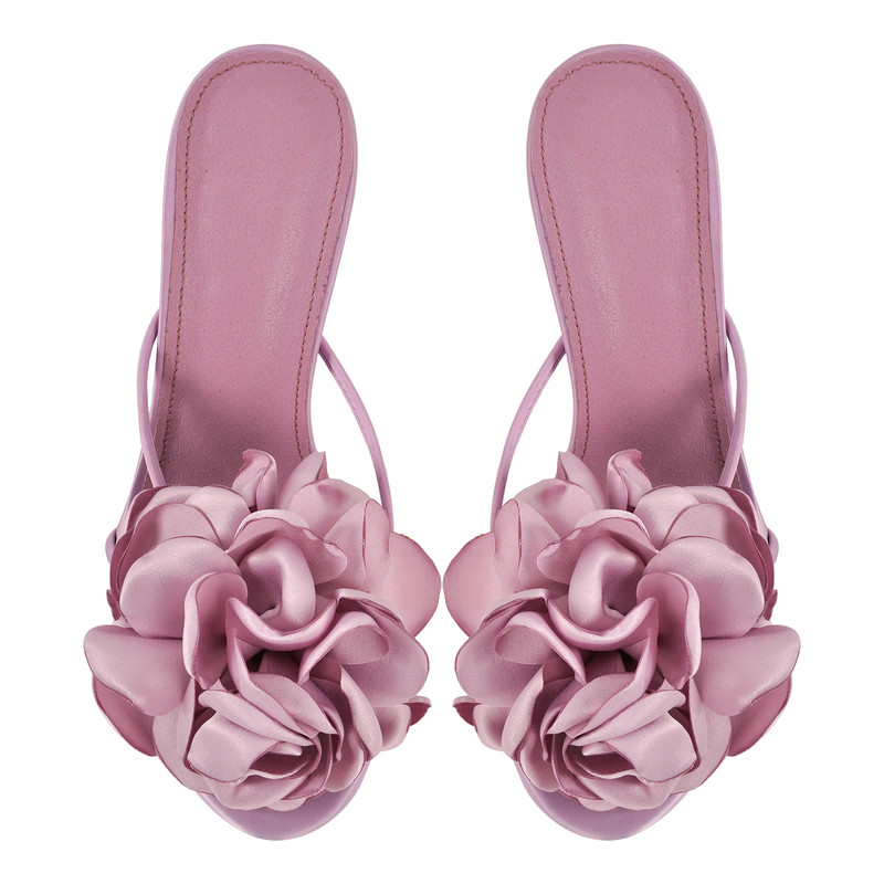 Sandalen mit transparentem Absatz und Blumenmuster