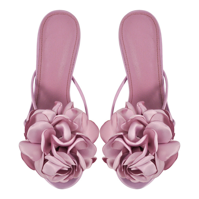 Sandalen mit transparentem Absatz und Blumenmuster