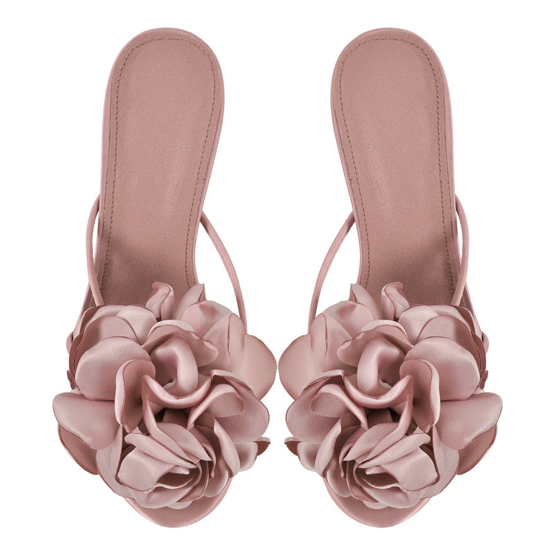 Sandalen mit transparentem Absatz und Blumenmuster