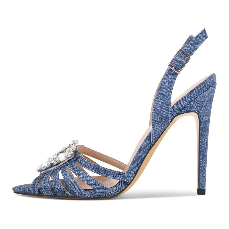 Blauweine High Heel Sandalen mit Strass Details