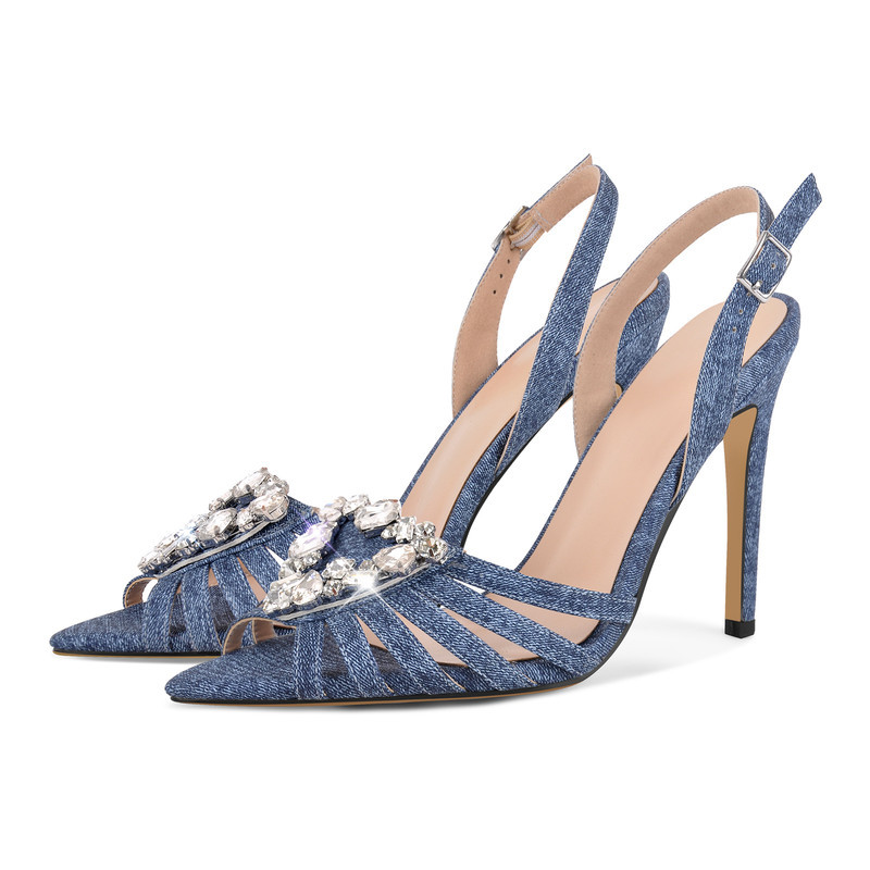 Blauweine High Heel Sandalen mit Strass Details