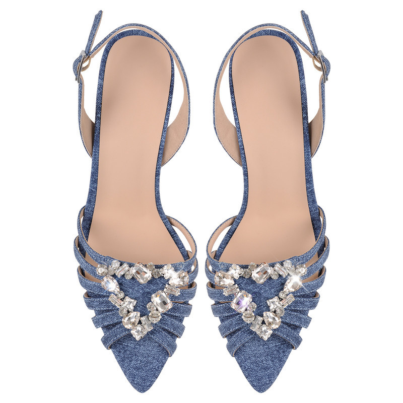 Blauweine High Heel Sandalen mit Strass Details