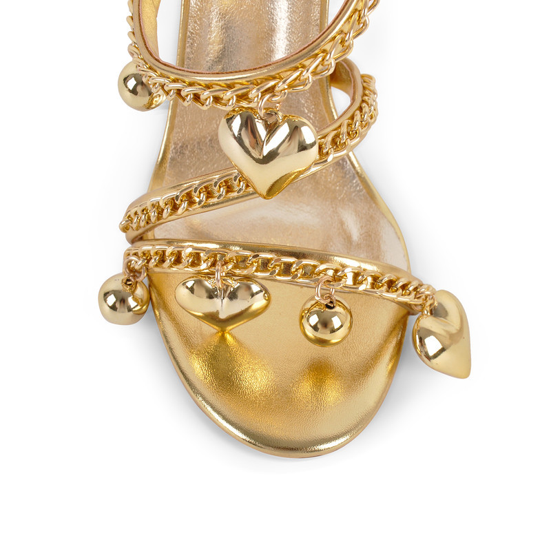 Goldene Anhänger Metallkettenpackungsgurt Sandalen