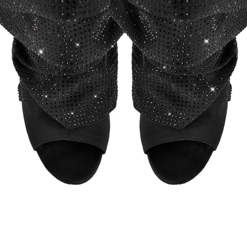 High Heel Stiefeletten mit Strass Falten