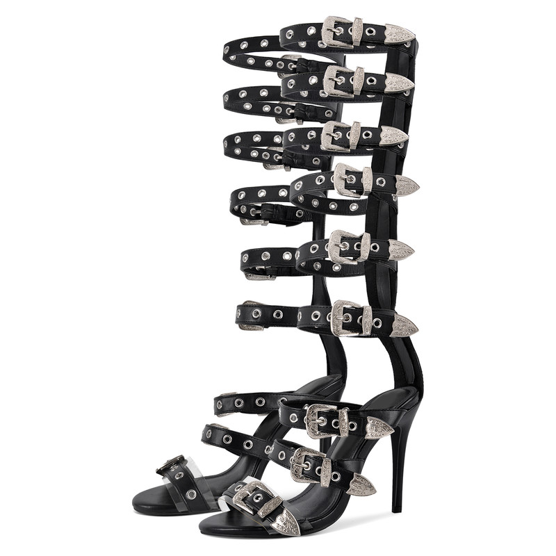 Stiefeletten mit Stiletto Absatz und metallischer Schnalle