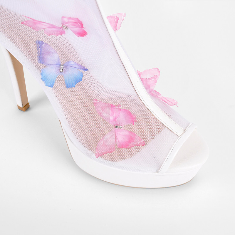 Transparente Kniehohe Stiefel mit Schmetterlingsprint