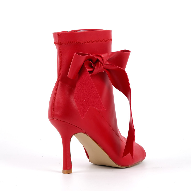 Peep Toe Stiefeletten mit Schleife und Stiletto Absatz