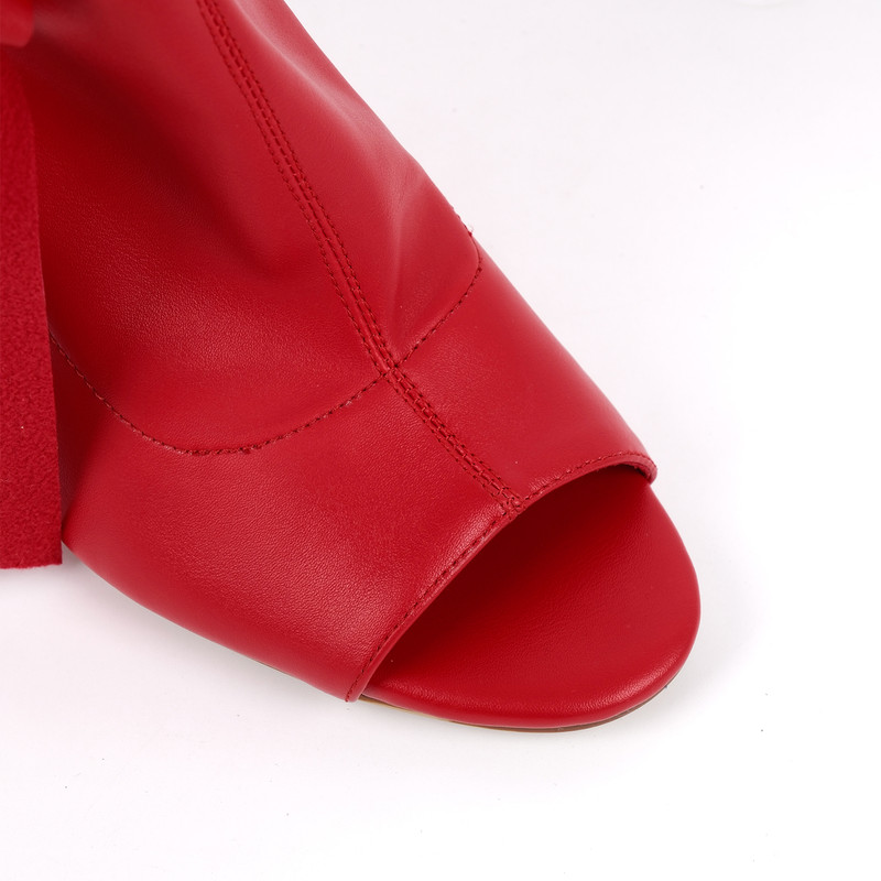 Peep Toe Stiefeletten mit Schleife und Stiletto Absatz