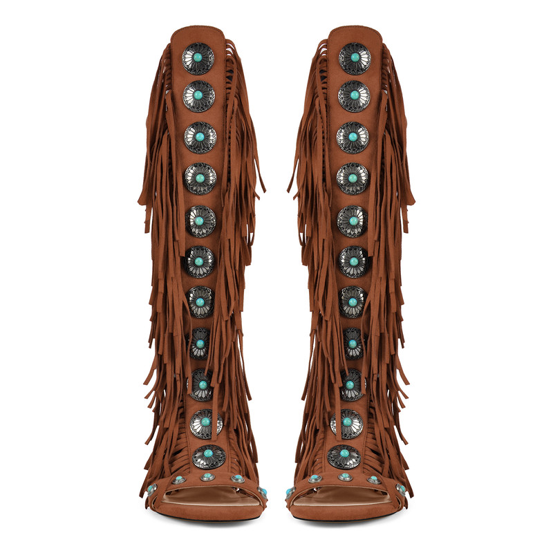 Sandalenstiefel mit abgerundeter Zehenpartie Quaste und Schnalle