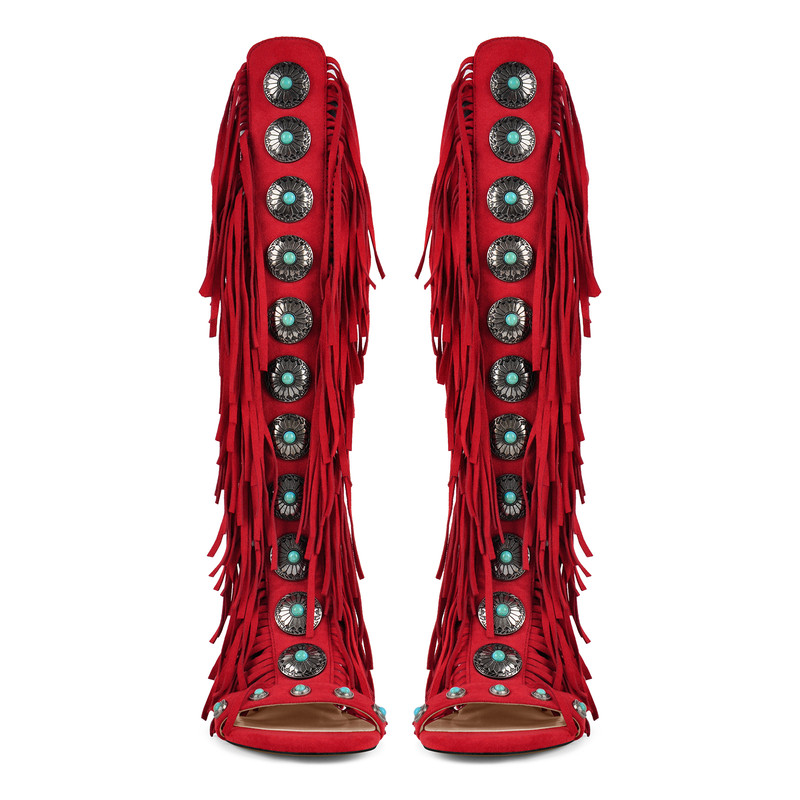 Sandalenstiefel mit abgerundeter Zehenpartie Quaste und Schnalle