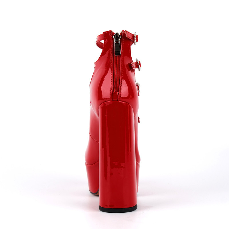 Plateau Pumps mit Strass und mehreren Schnallen