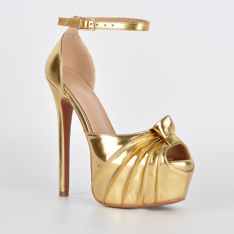 Plateau Stiletto Sandalen mit Knöchelriemchen