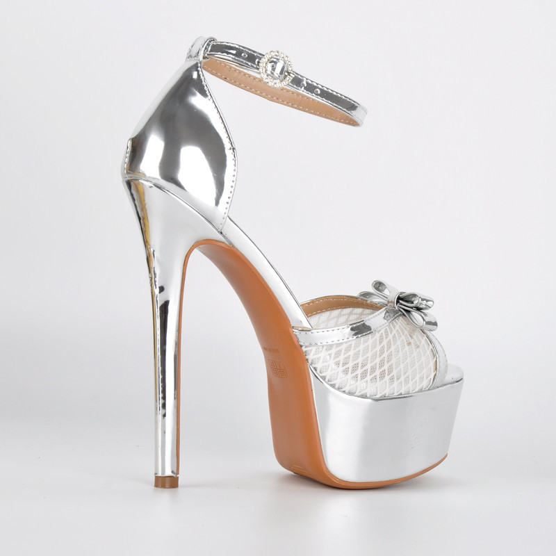 Plateau Sandalen mit Mesh und Knöchelriemchen