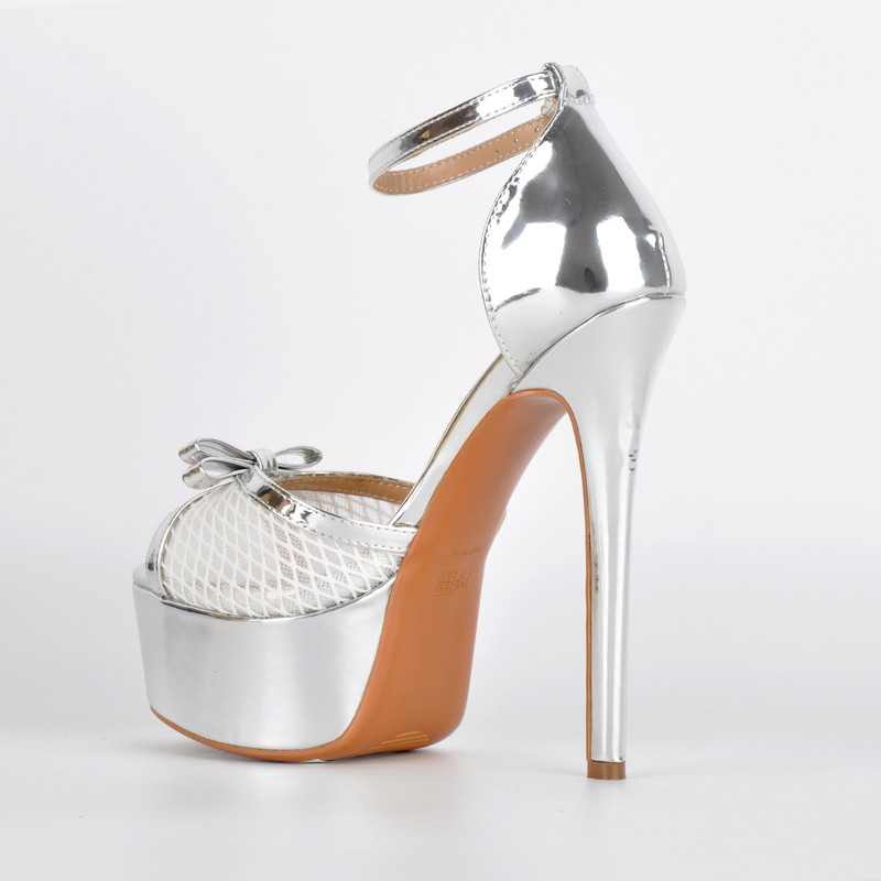 Plateau Sandalen mit Mesh und Knöchelriemchen