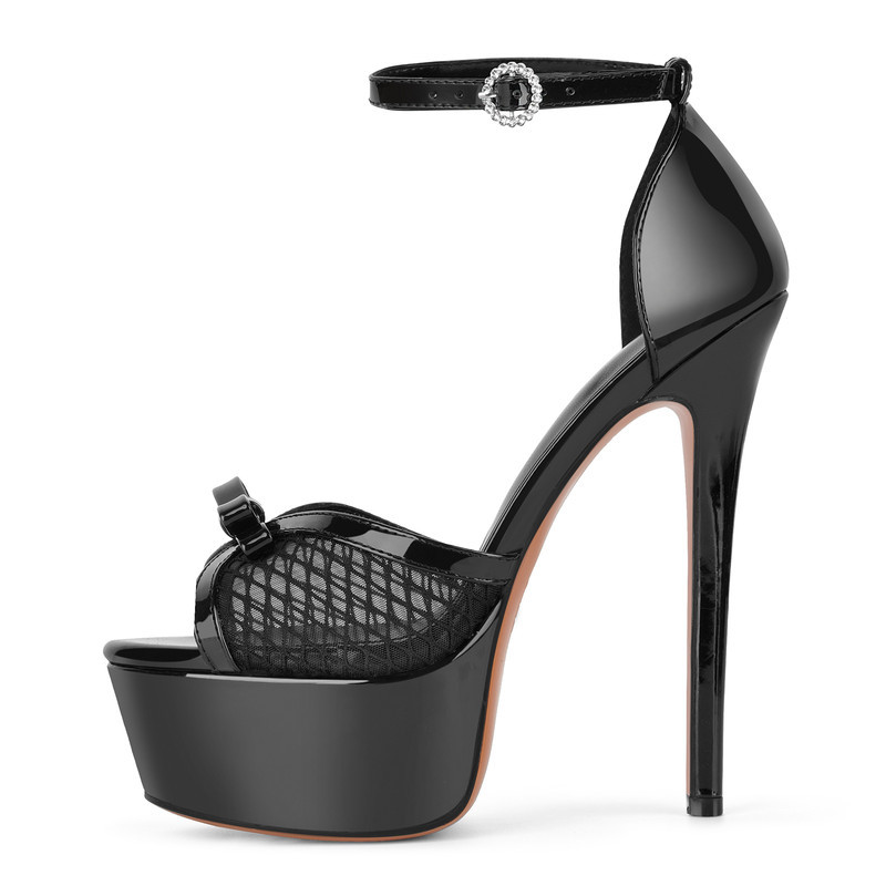 Plateau Sandalen mit Mesh und Knöchelriemchen