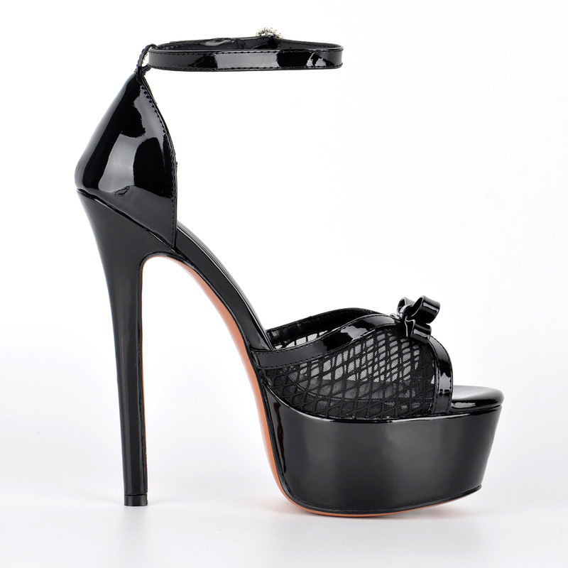 Plateau Sandalen mit Mesh und Knöchelriemchen