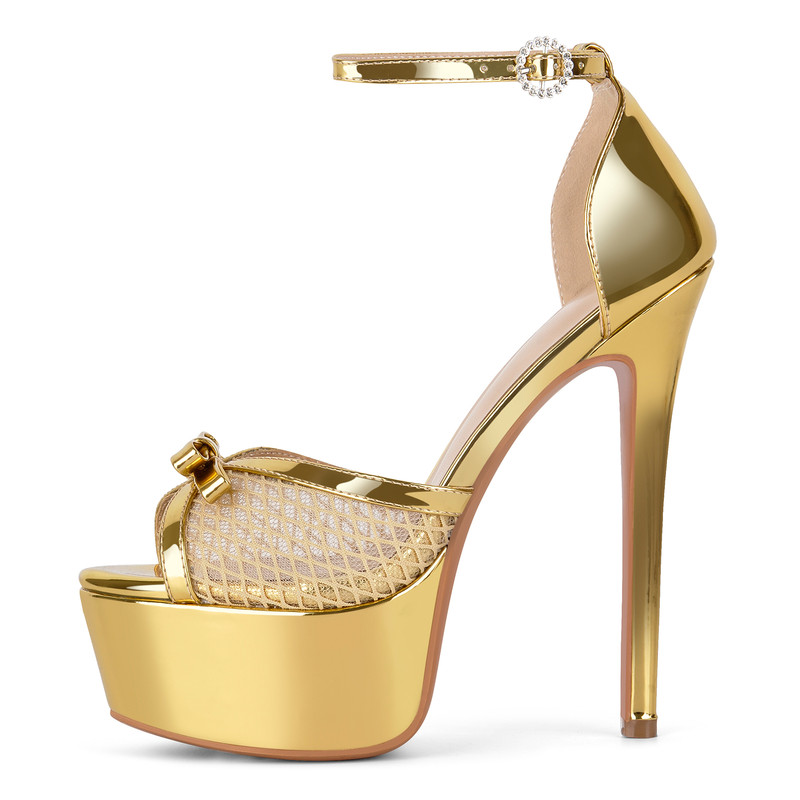 Plateau Sandalen mit Mesh und Knöchelriemchen