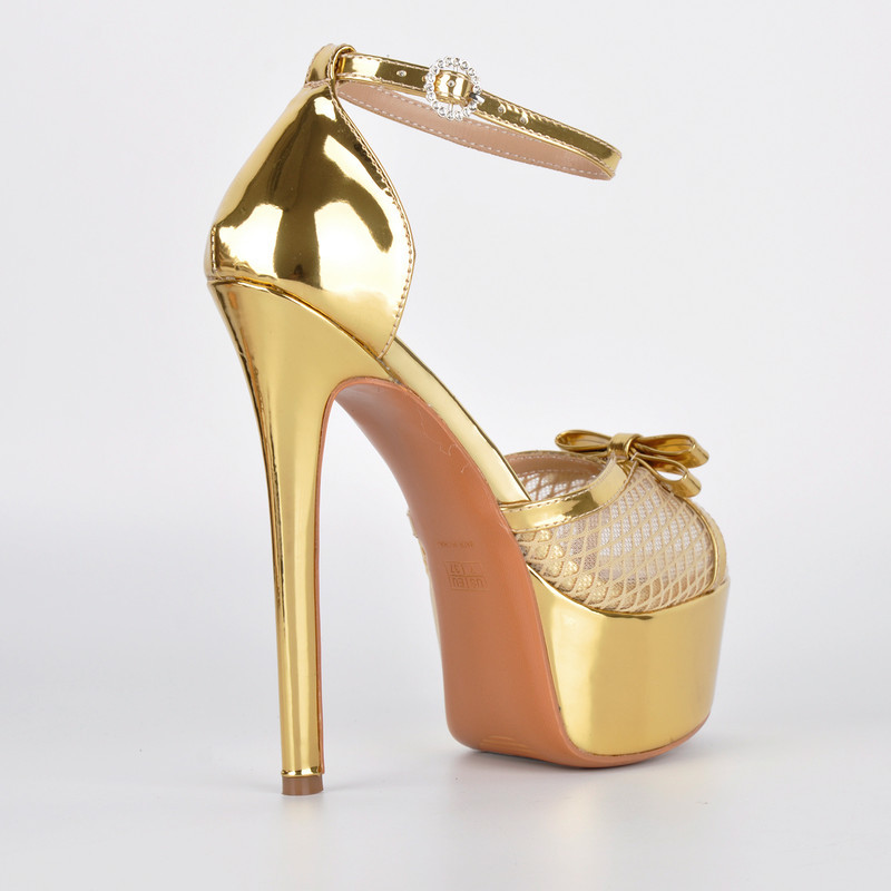 Plateau Sandalen mit Mesh und Knöchelriemchen