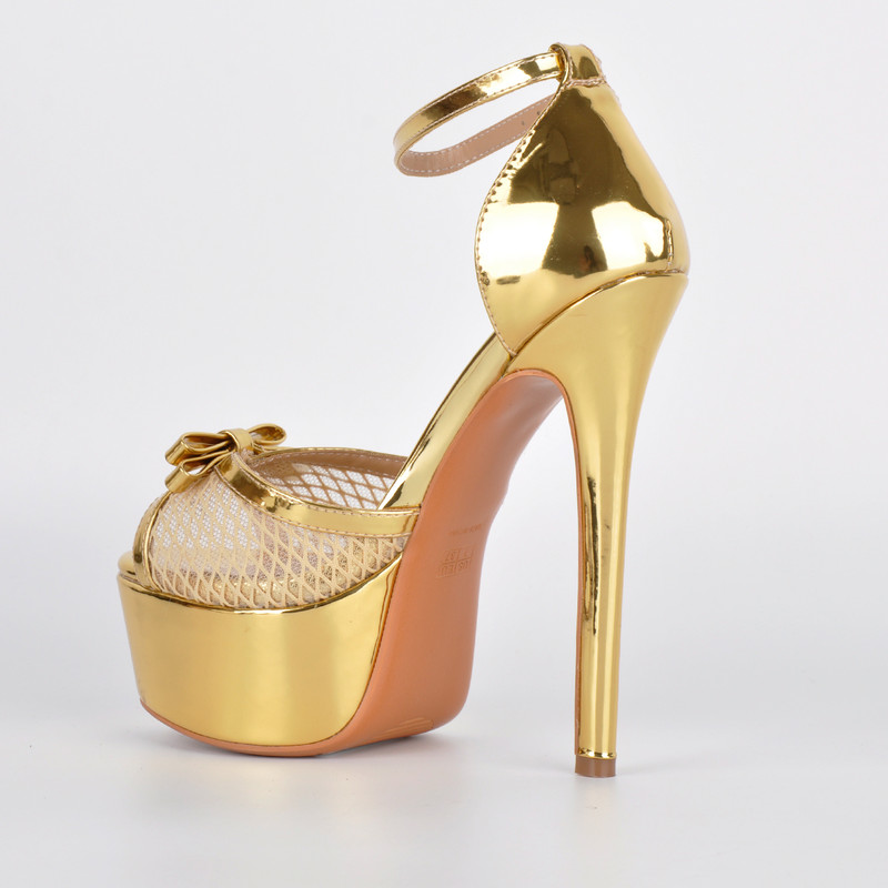 Plateau Sandalen mit Mesh und Knöchelriemchen