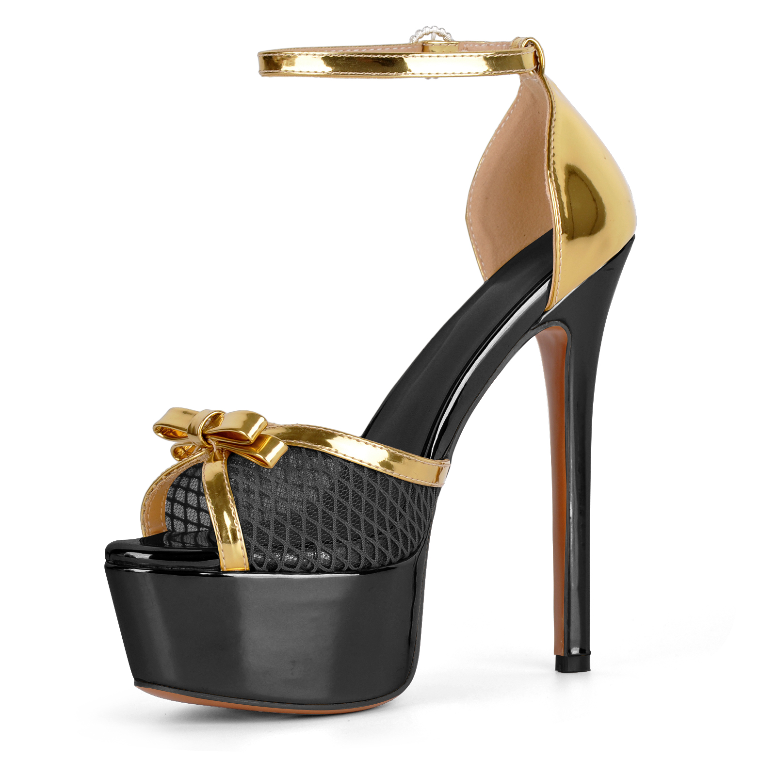 Plateau Sandalen mit Mesh und Knöchelriemchen