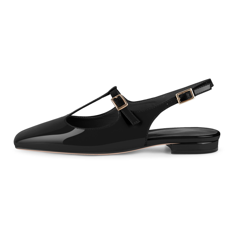 Flache Slingback Pumps mit eckiger Spitze