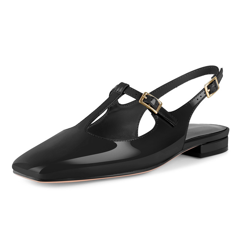 Flache Slingback Pumps mit eckiger Spitze