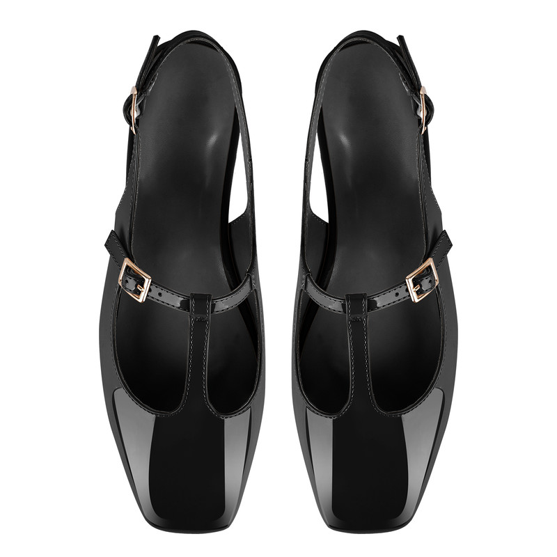 Flache Slingback Pumps mit eckiger Spitze