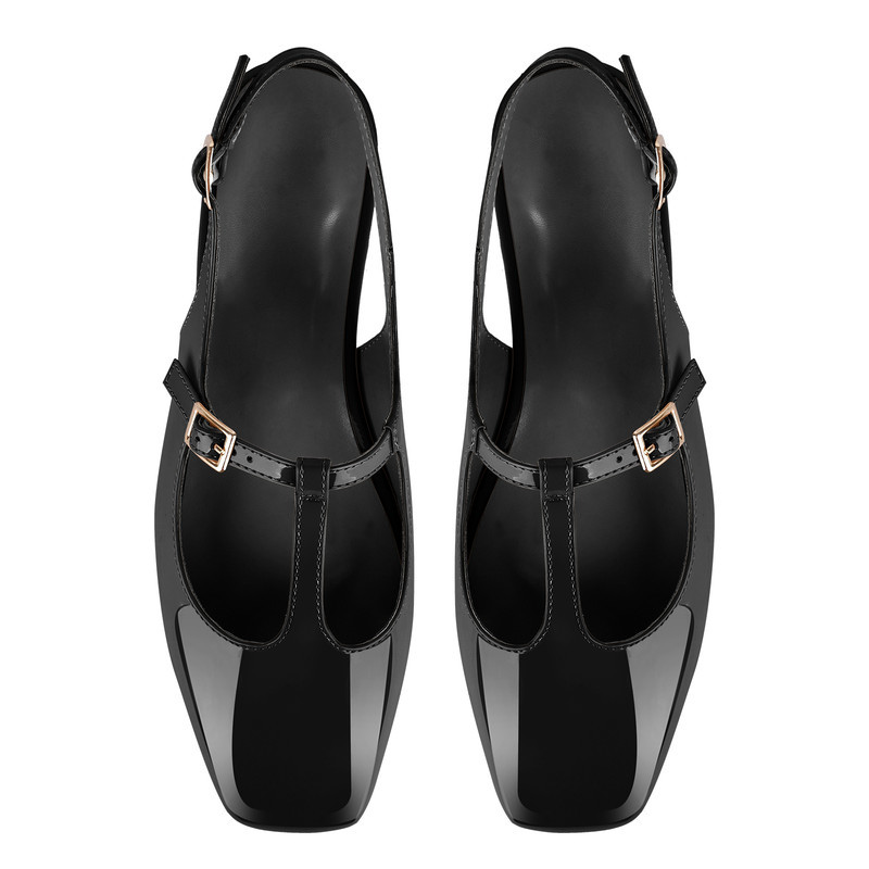 Flache Slingback Pumps mit eckiger Spitze