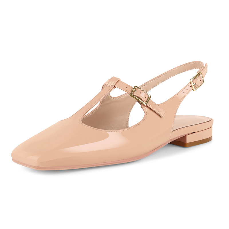 Flache Slingback Pumps mit eckiger Spitze