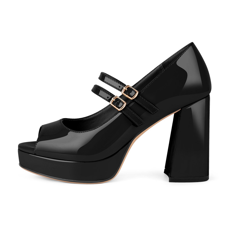 Plateau Mary Janes mit Blockabsatz