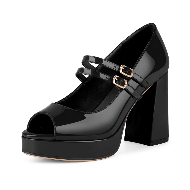 Plateau Mary Janes mit Blockabsatz