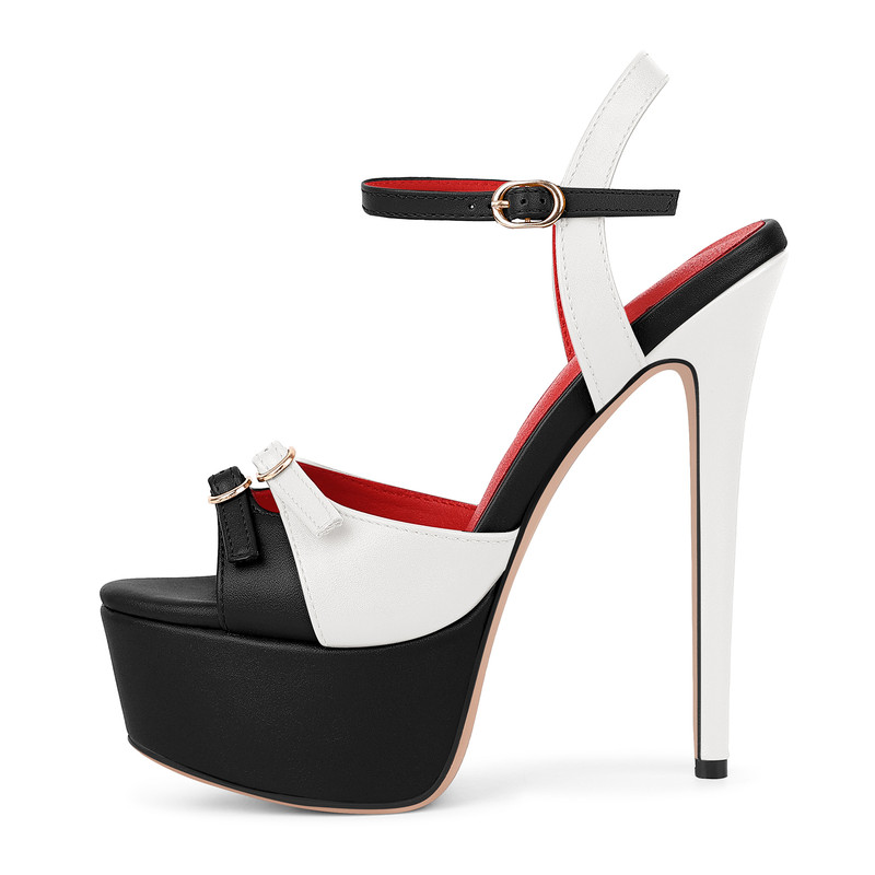 Stiletto Sandalen mit Plateau und Schnallenriemen