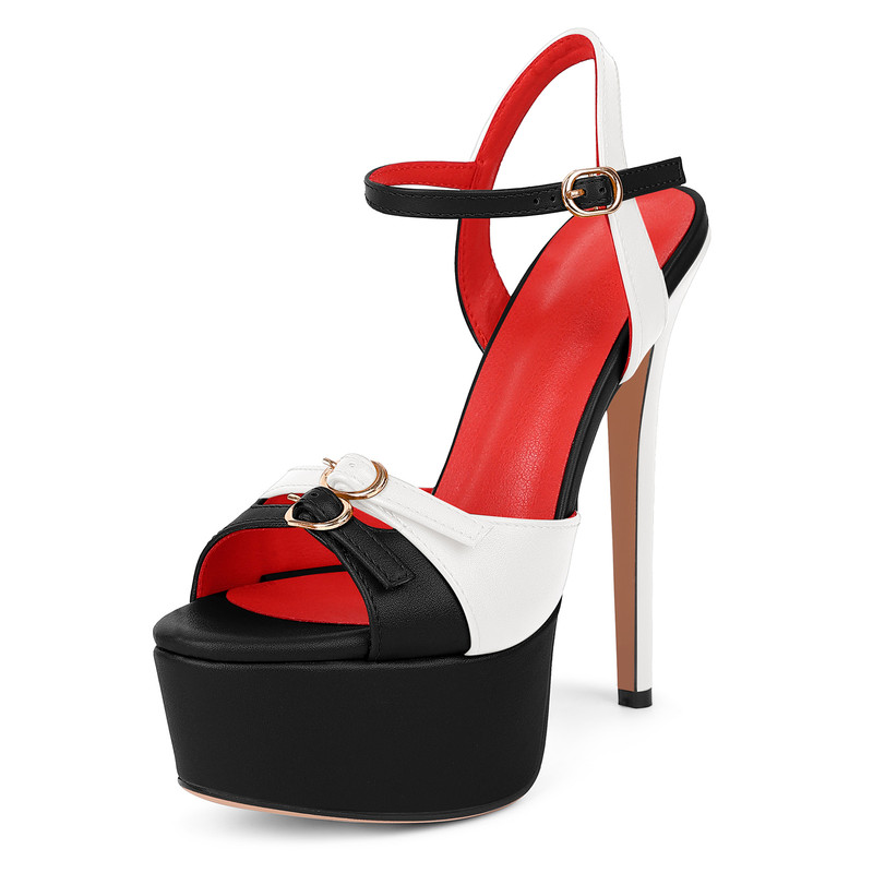 Stiletto Sandalen mit Plateau und Schnallenriemen