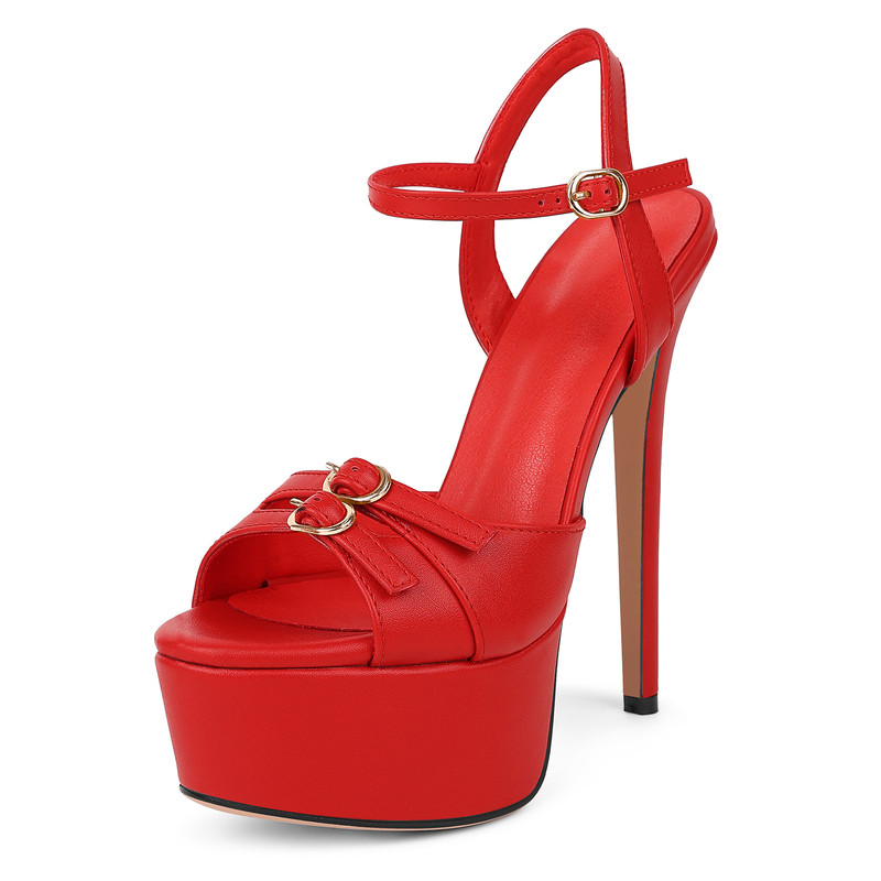 Stiletto Sandalen mit Plateau und Schnallenriemen
