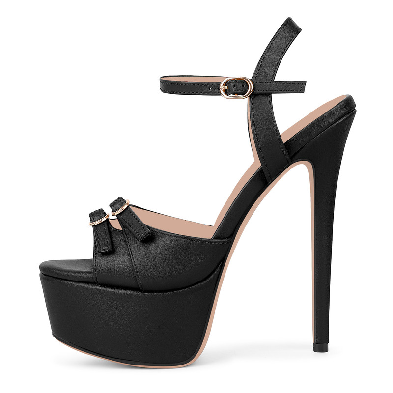 Stiletto Sandalen mit Plateau und Schnallenriemen