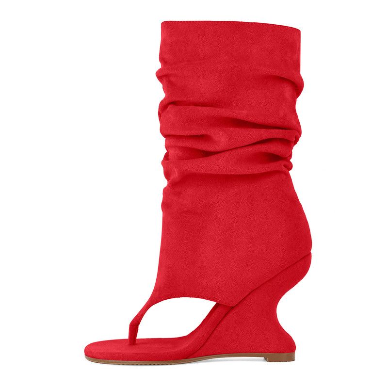 Raffraffe Stiefel aus Wildleder mit Blockabsatz