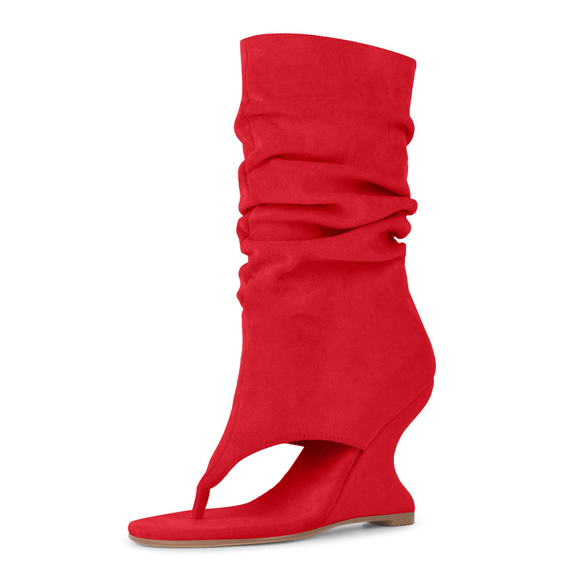 Raffraffe Stiefel aus Wildleder mit Blockabsatz