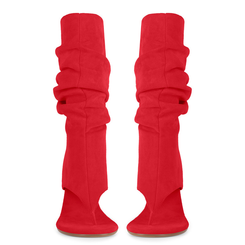 Raffraffe Stiefel aus Wildleder mit Blockabsatz