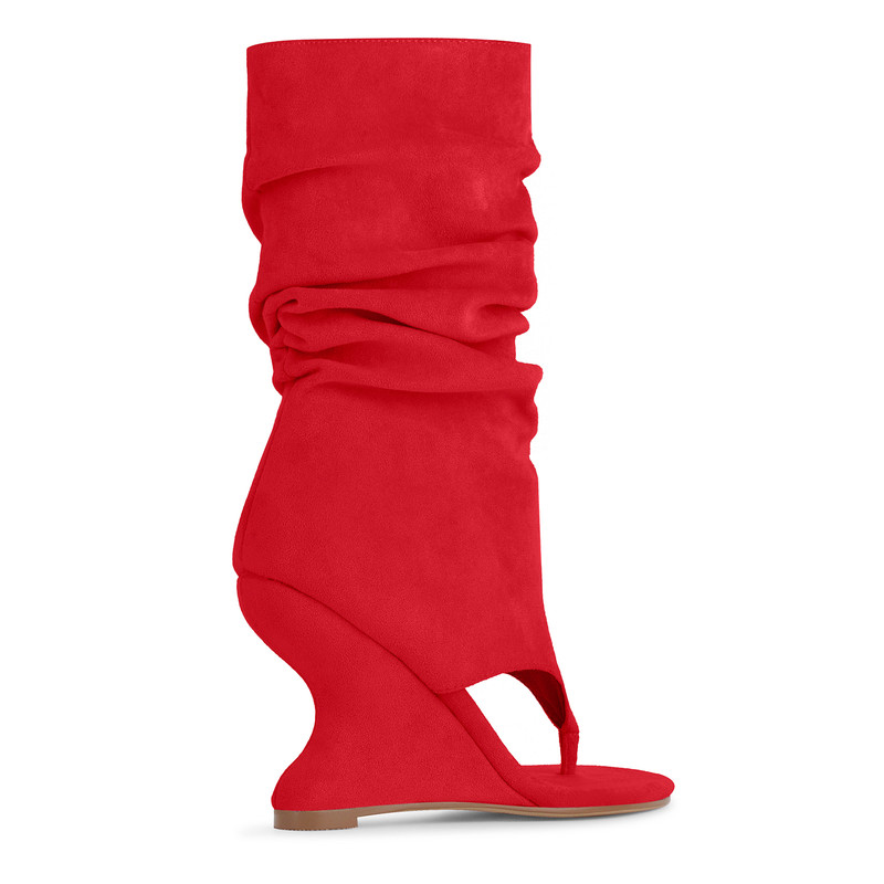 Raffraffe Stiefel aus Wildleder mit Blockabsatz