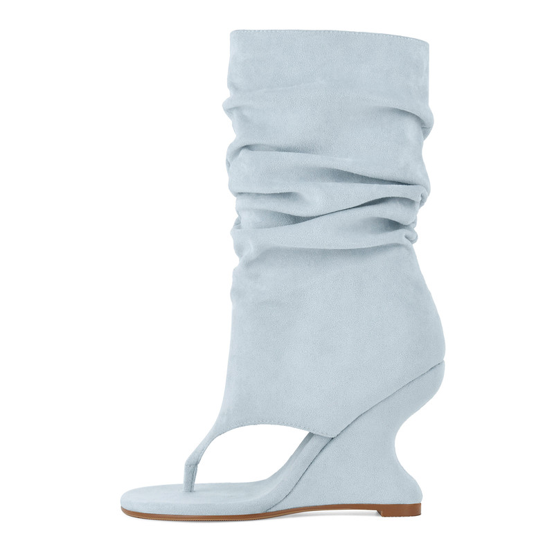Raffraffe Stiefel aus Wildleder mit Blockabsatz