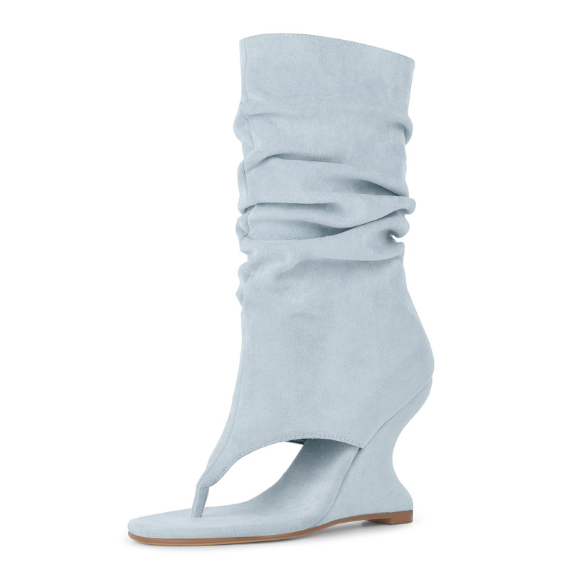 Raffraffe Stiefel aus Wildleder mit Blockabsatz