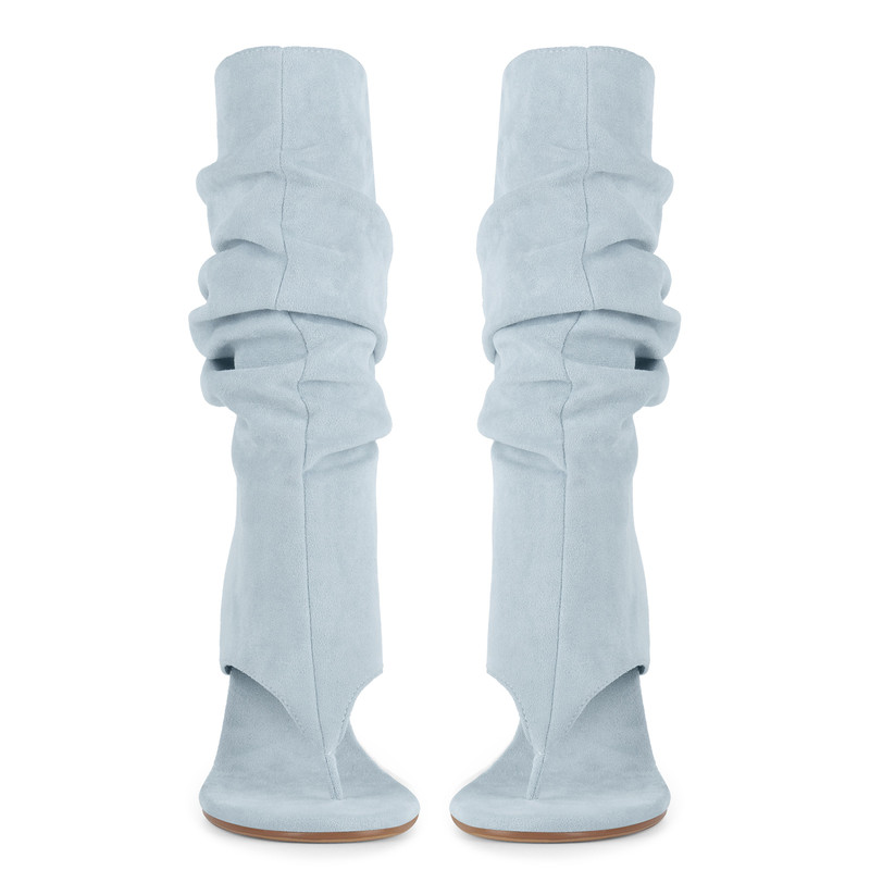 Raffraffe Stiefel aus Wildleder mit Blockabsatz
