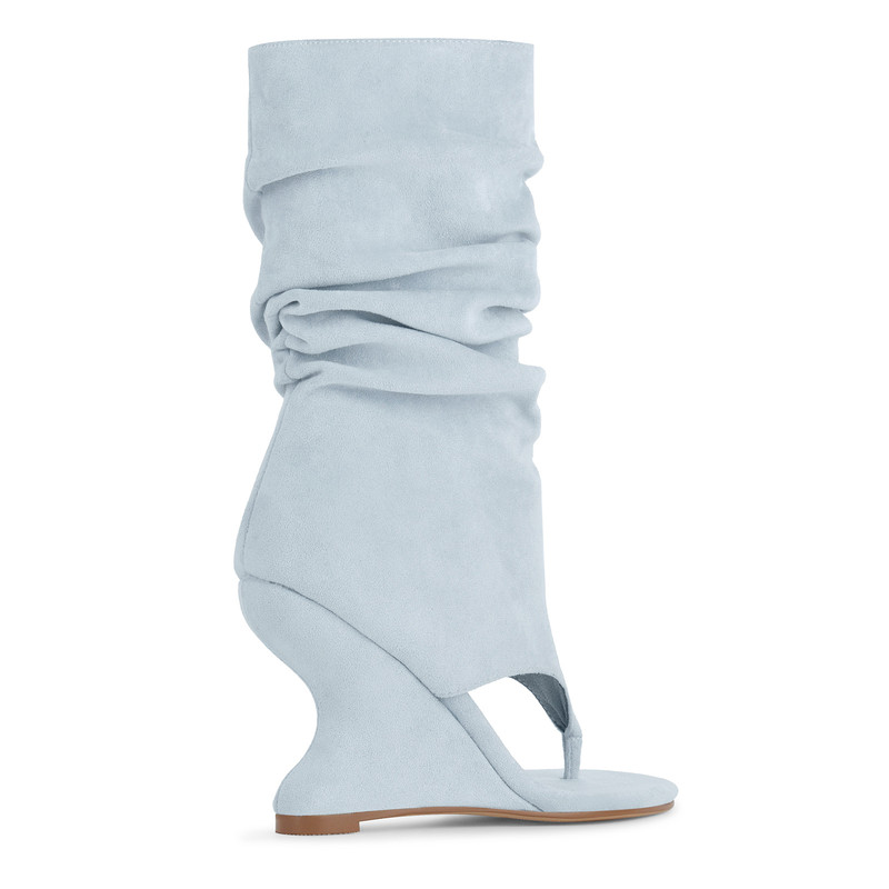 Raffraffe Stiefel aus Wildleder mit Blockabsatz