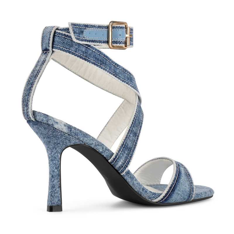 Denim Sandalen mit Knöchelriemchen