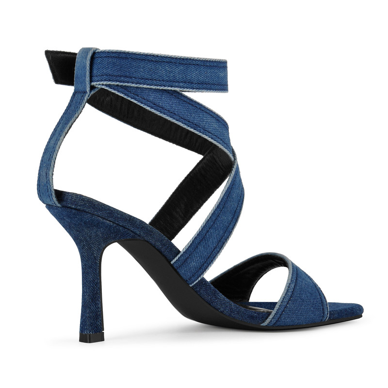 Denim Sandalen mit Knöchelriemchen