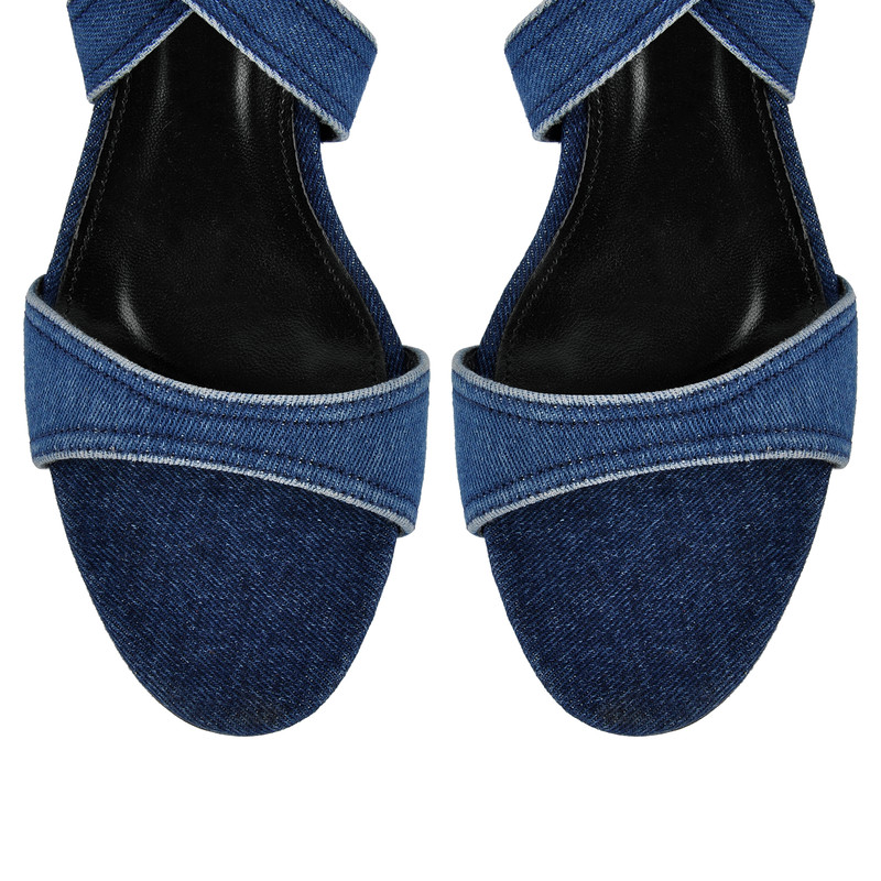 Denim Sandalen mit Knöchelriemchen