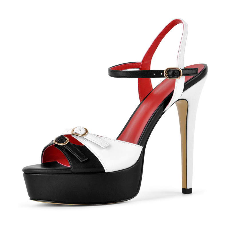 Plateau Sandalen mit Stiletto Absatz und Knöchelriemchen