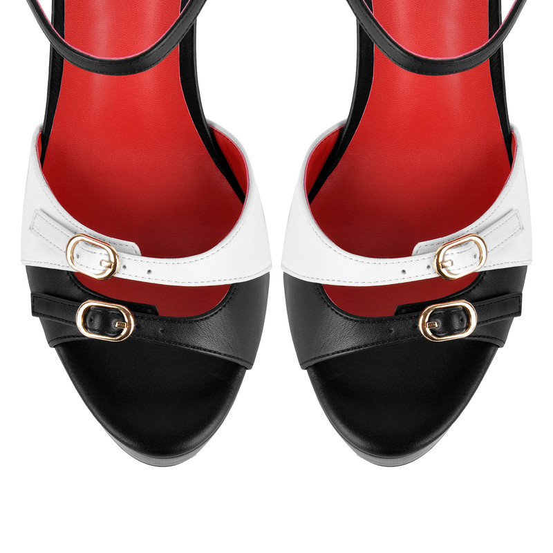 Plateau Sandalen mit Stiletto Absatz und Knöchelriemchen